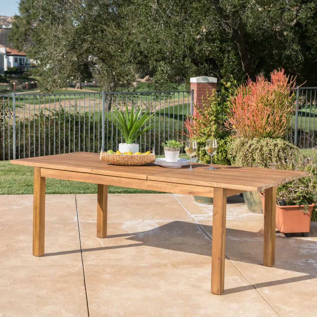 Wilson Expandable Dining Table Teak Acacia Wood Modern nh-vivalux