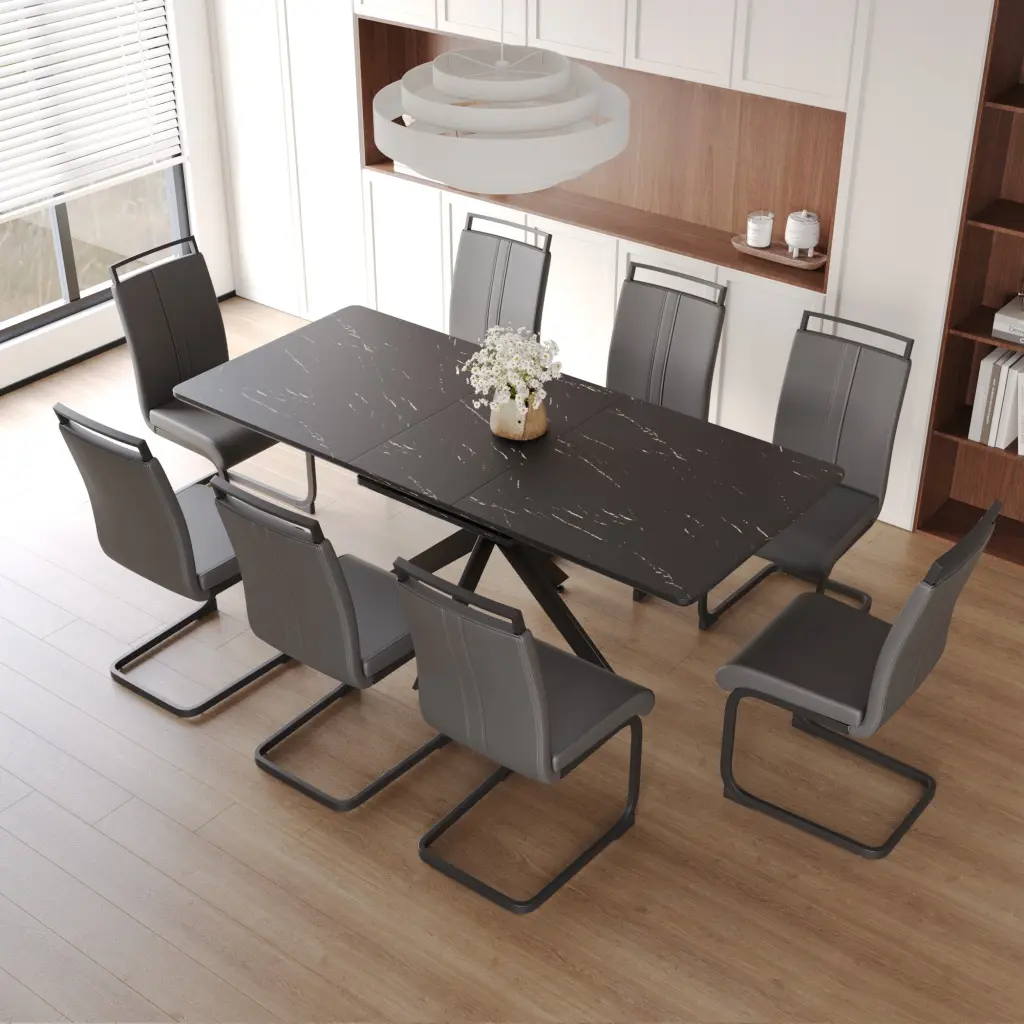 Extendable Dining Table Set 6-8 People C Shape Dining Room Table nuoli furniture