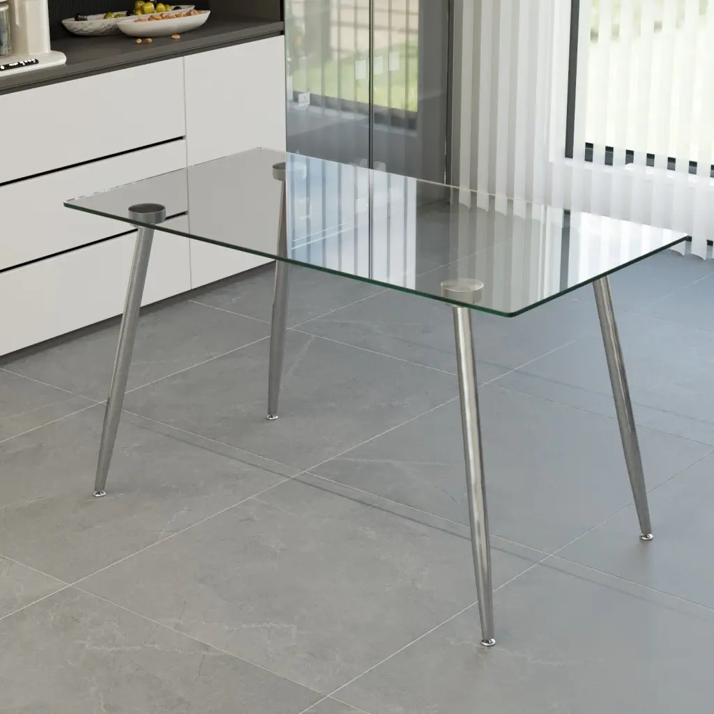 Modern Rectangular Glass Dining Table Tempered Glass Top nuoli furniture