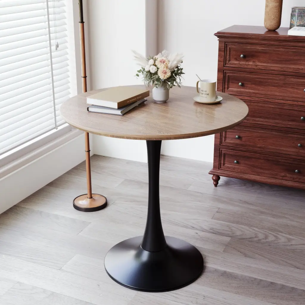 Walnut Hue Round Dining Table 31.5 Inch Tulip Table Kitchen nuoli furniture