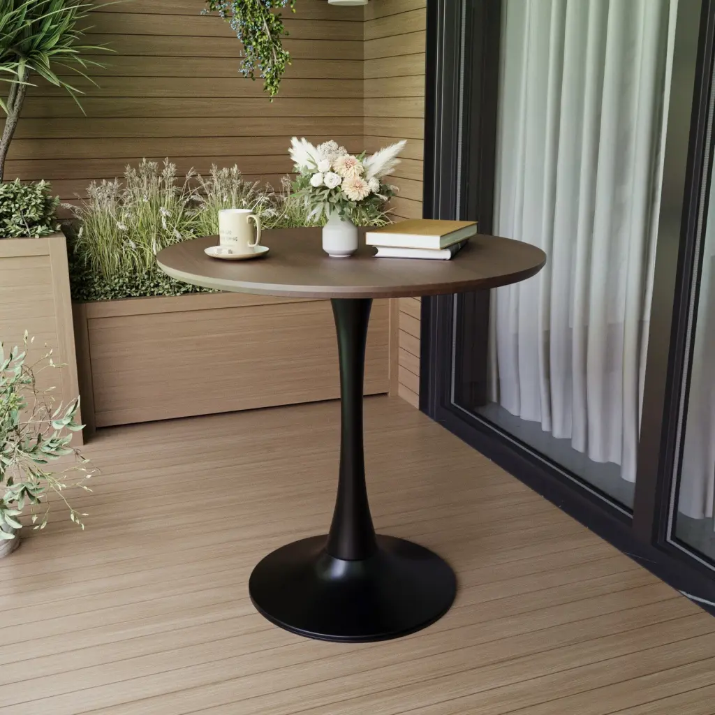 Walnut Hue Round Dining Table 31.5 Inch Tulip Table Kitchen Dining nuoli office furniture