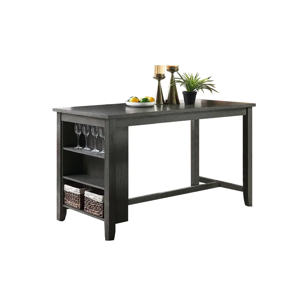Rectangle Timberen Counter Height Dining Table Storage Black simple relax