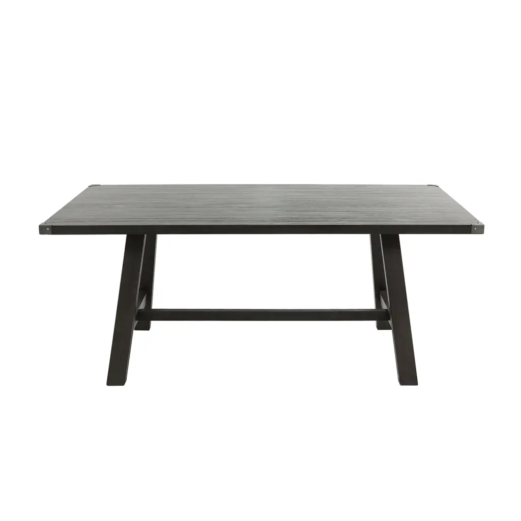 Rectangular Wooden Dining Table Grey Finish Grey Seats 6 Dining Room Table simple relax