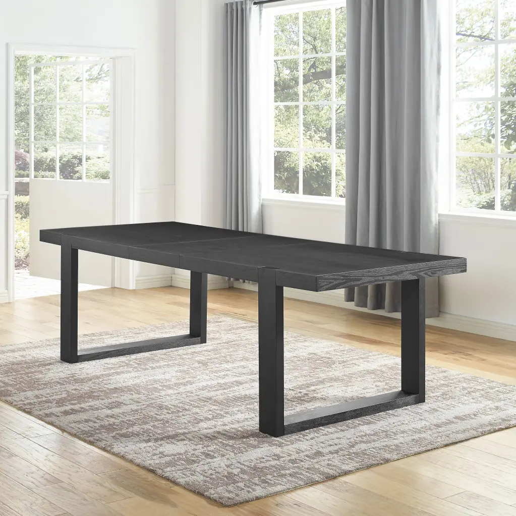 Yves Black Timber Dining Table Modern Design steve silver furniture