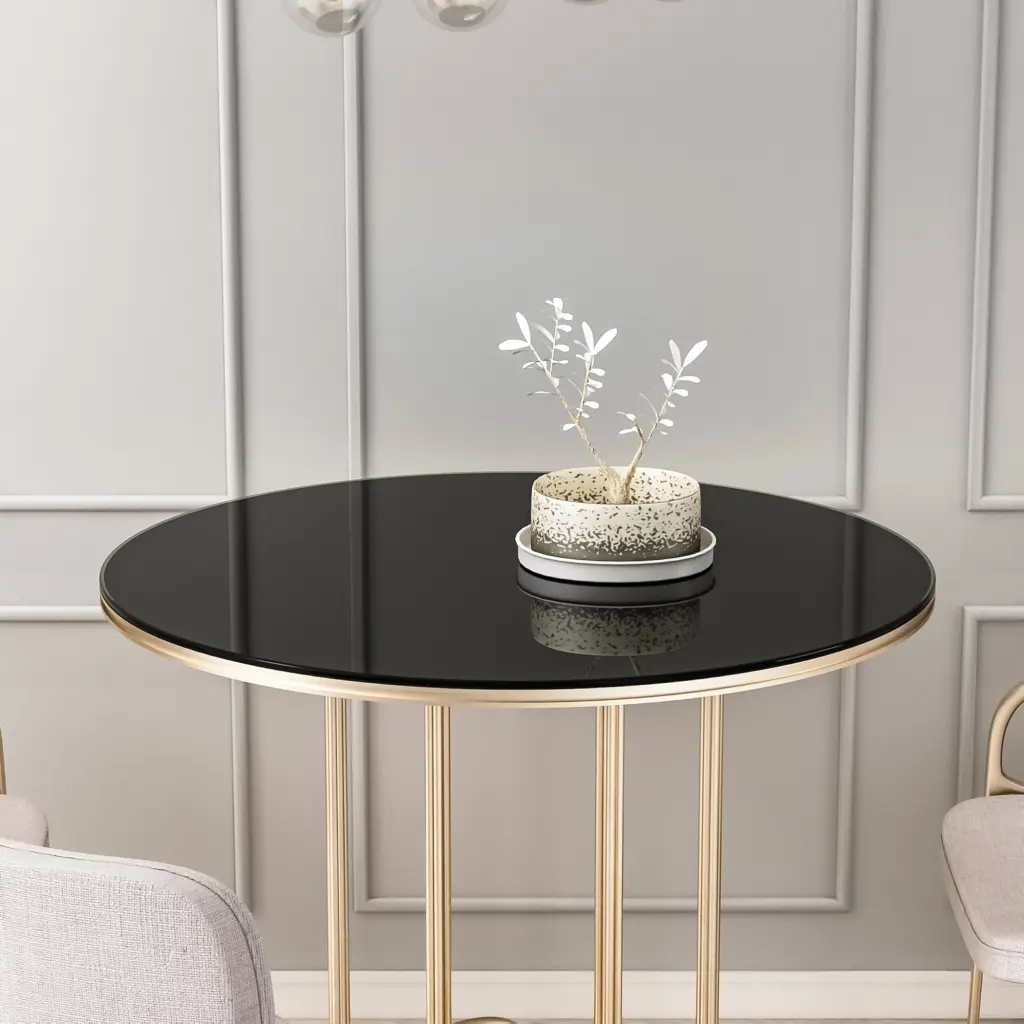 36 Inch Round Tempered Glass Table Top Black Glass 1/4 Inch Thick Round Dining Table sya furniture