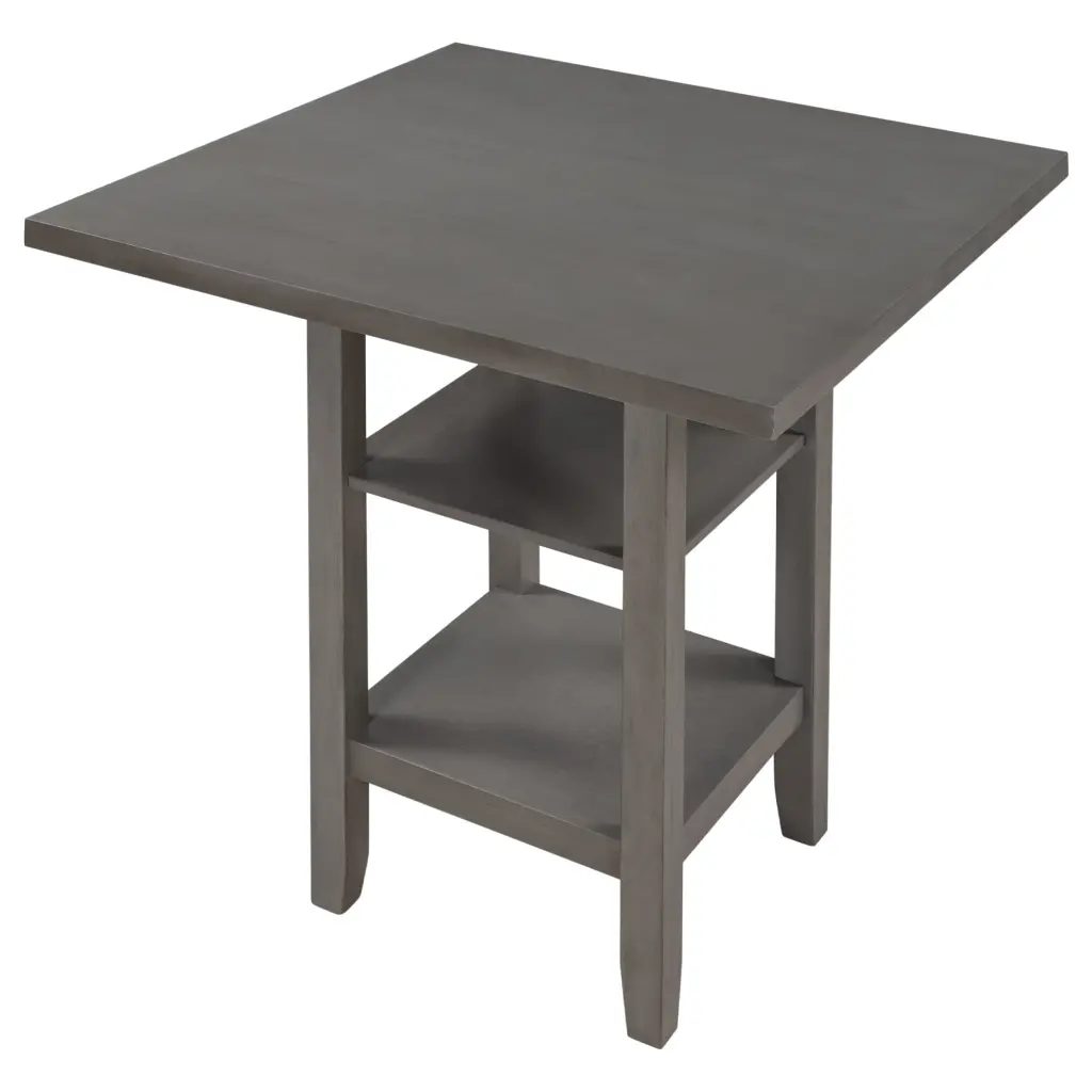 Square Timberen Counter Height Dining Table 2 Tier Storage Shelving trexm