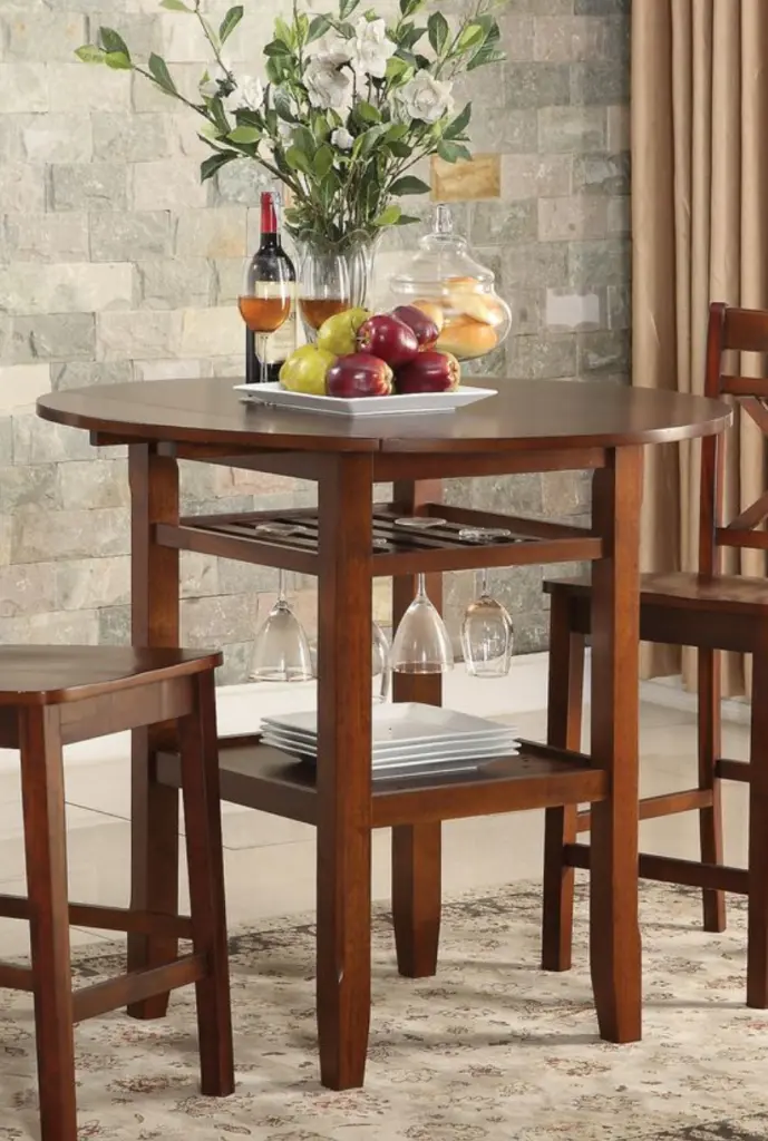 Tartys Cherry Finish Counter Height Table Synthetic Timber Top urban nest