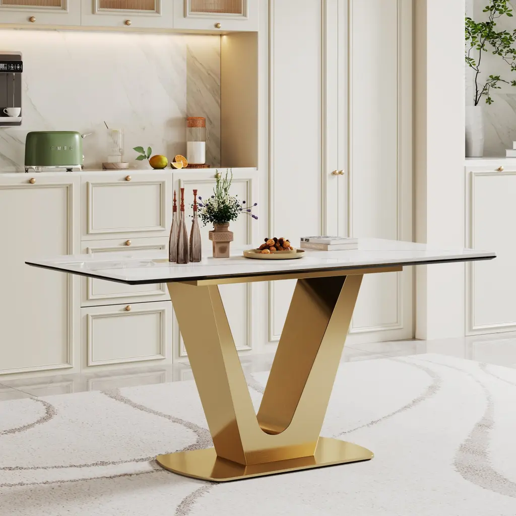 0.47 Inch Thick Sintered Marble Carbon Fiber Tempered Crystal Top Dining Table w1311 artisan furniture
