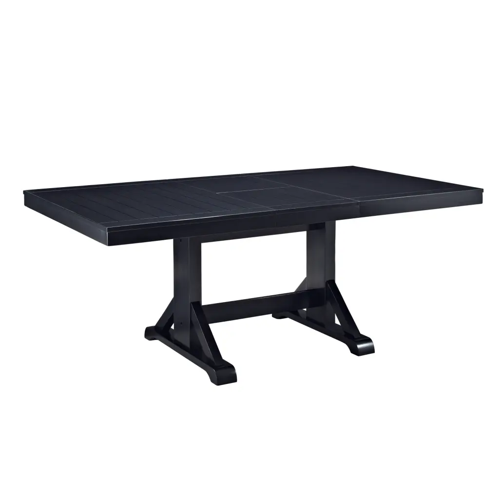 Classic Extendable Trestle Dining Table Antique Black MDF Kitchen Table walker edison