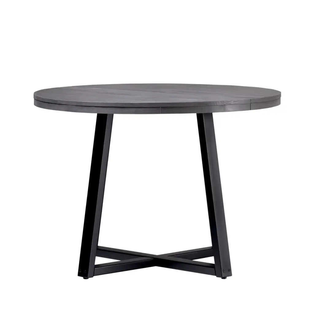 Rustic Distressed Solid Timber Round Dining Table Grey Pine Finish walker edison
