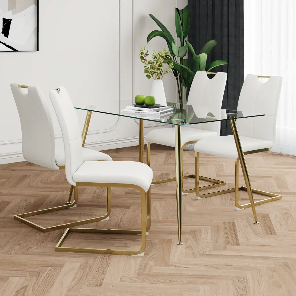 Modern Effortless Rectangular Glass Dining Table 6 People youngmagic
