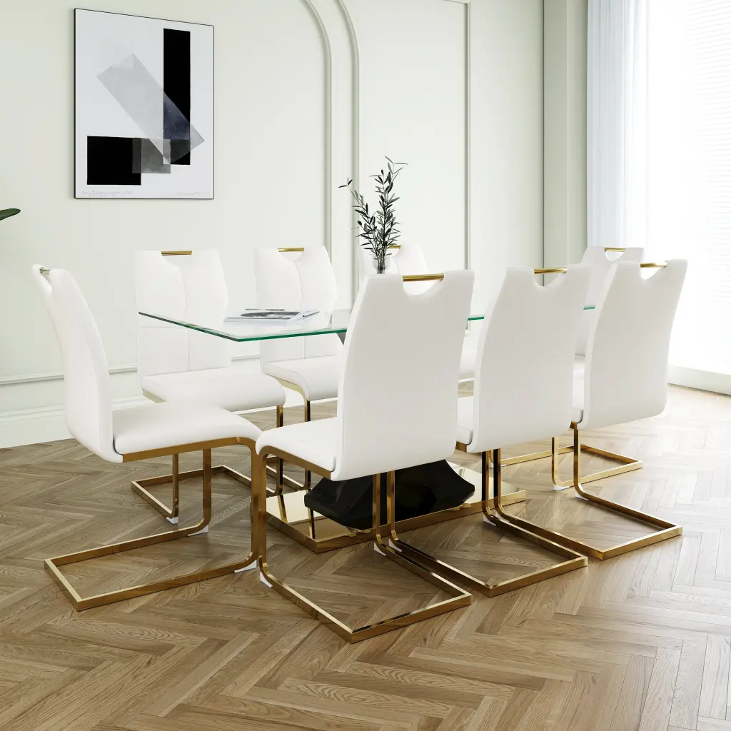 Modern Elegant Transparent Crystal Dining Table Solid Support youngmagic