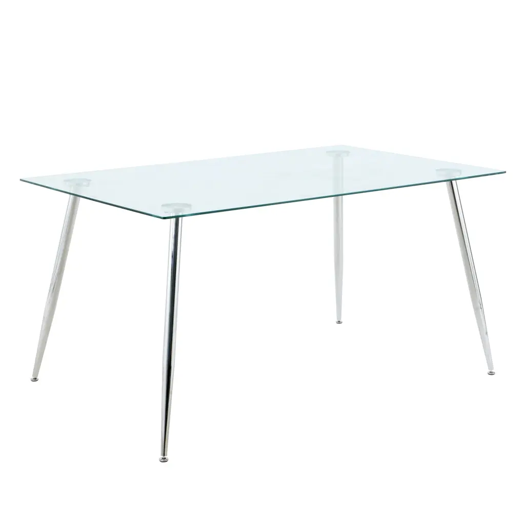 Modern Kitchen Crystal Dining Table 63 Rectangular Tempered Glass youngmagic