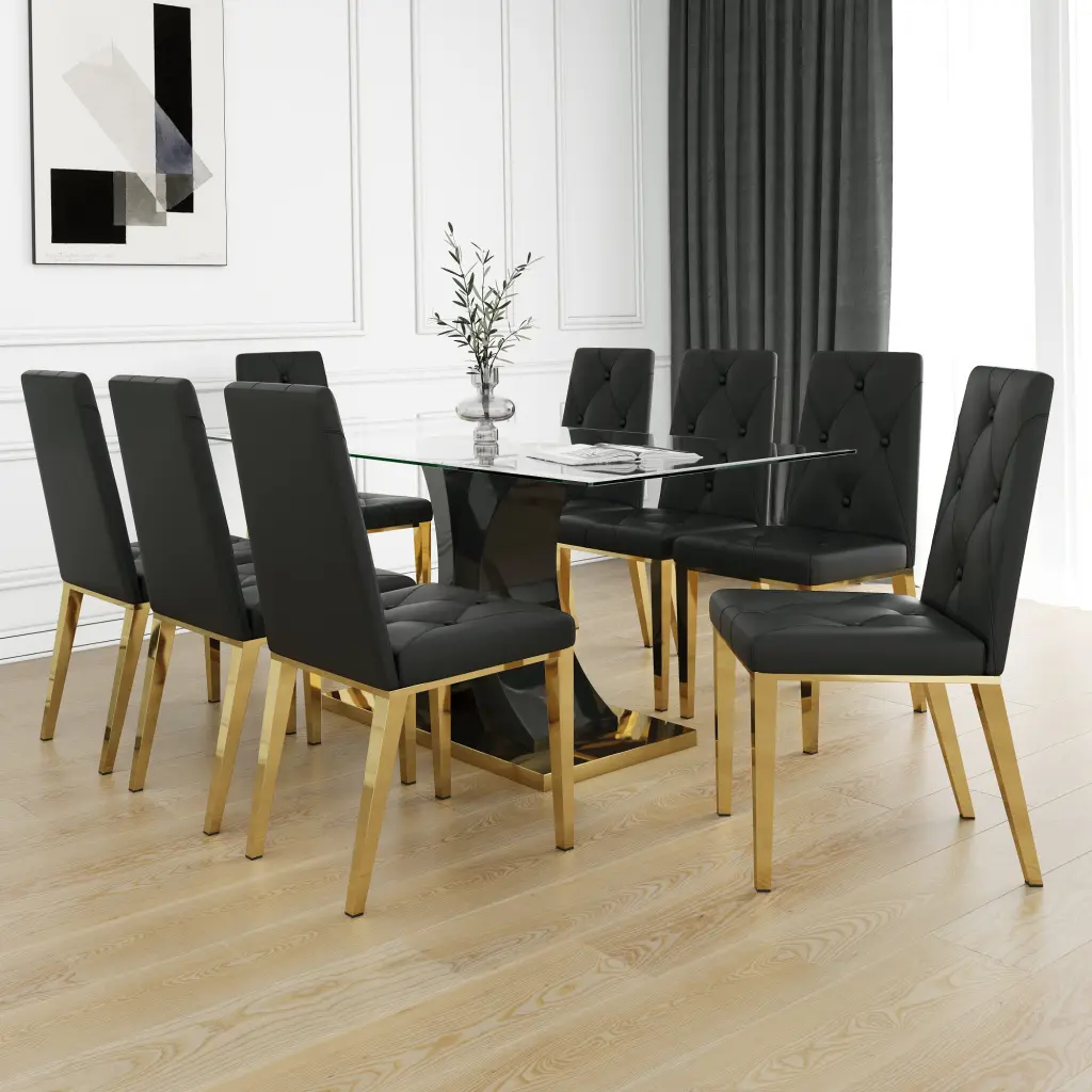 Modern Style Crystal Dining Table Elegant Transparent Design Solid Support youngmagic