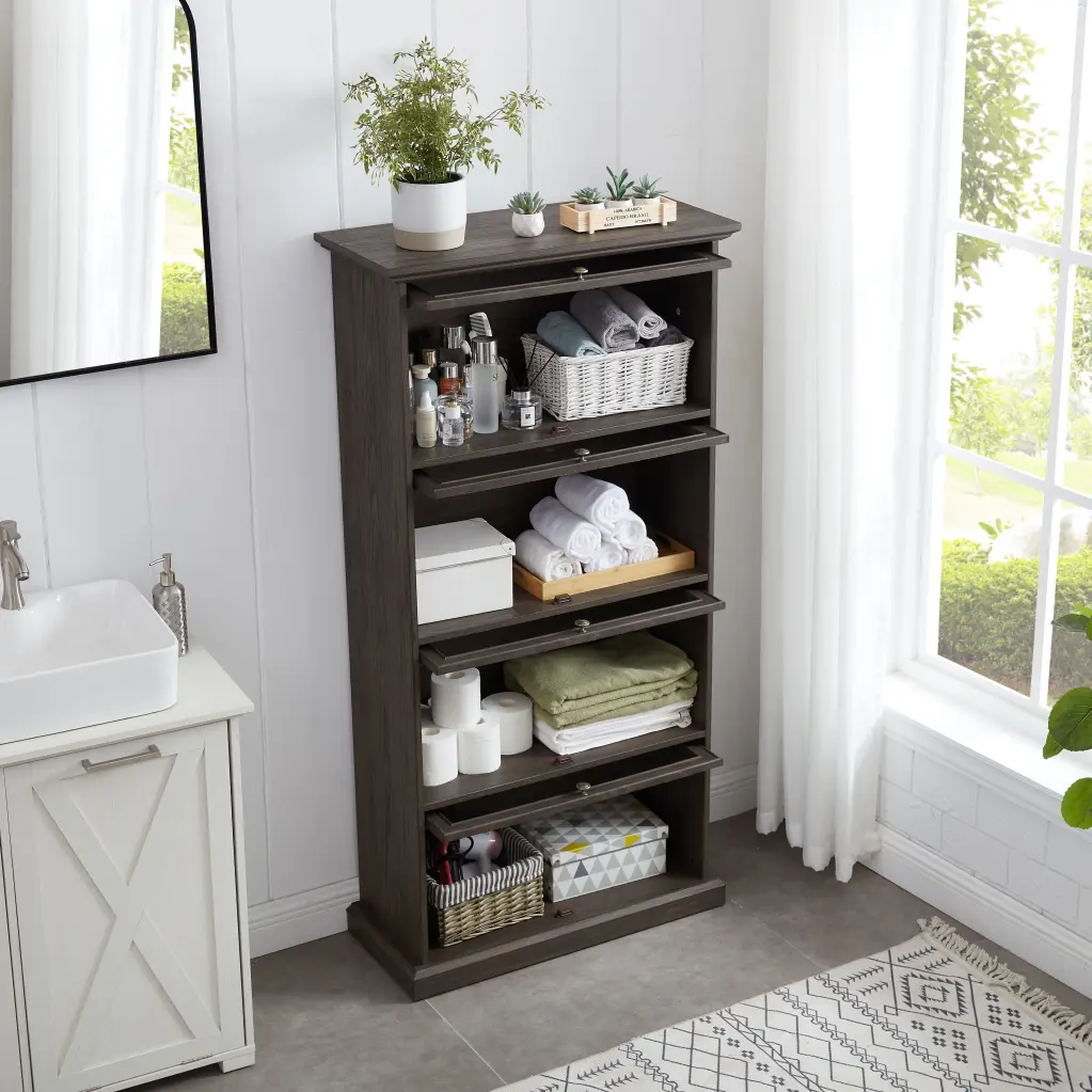 4 Tier Glass Presentation Cabinet Storage Curio Display Case wande furniture