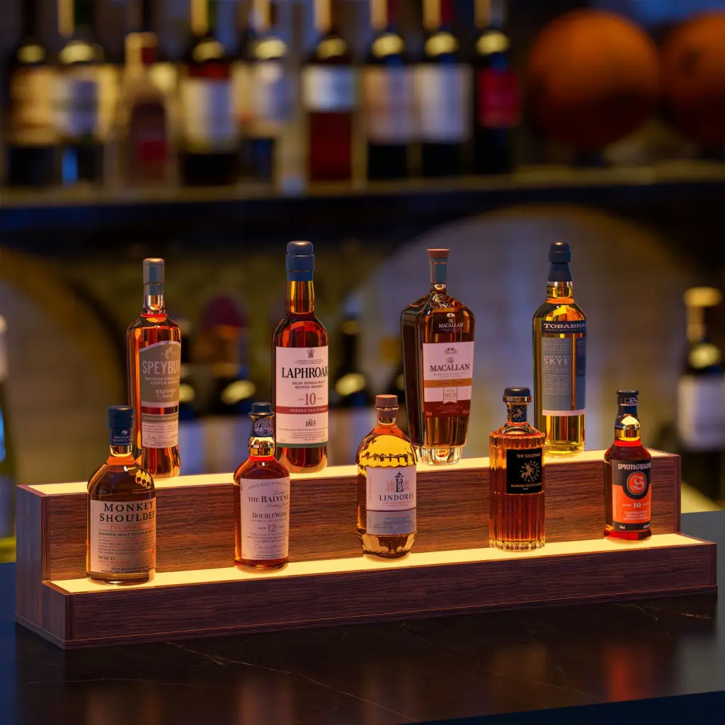 LED Lighted Liquor Bottle Display Shelf 37 Inch Bar Display Shelf Home cubehom