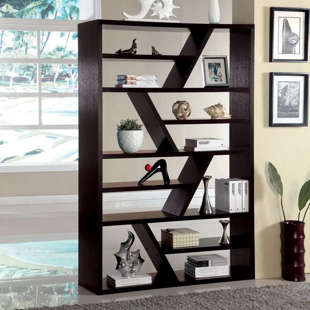 Gorgeous Contemporary Espresso Finish 1Pc Display Shelf Solid Timber Storage kanepe
