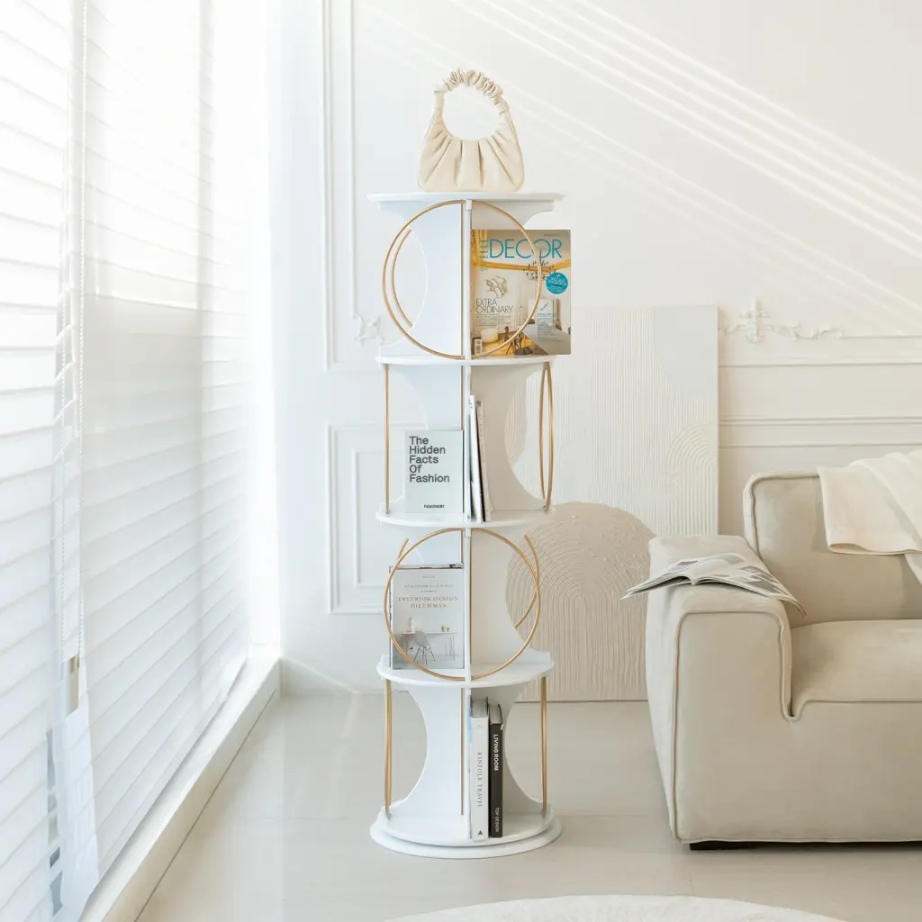 Presentation Shelf 4 Tier Floor Standing Arranger Modern Style 360 Rotation vanvusonfurniture