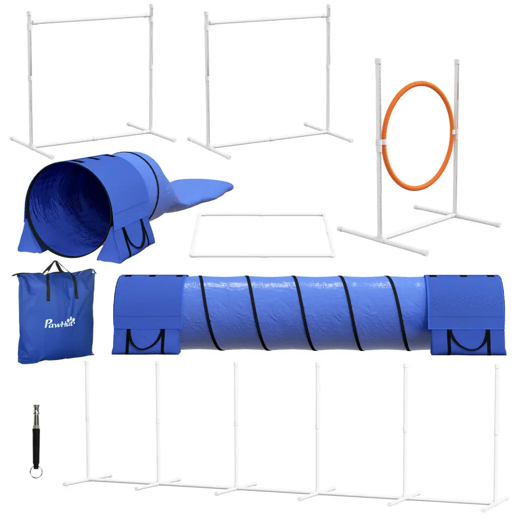 Pawhut 7-Piece Dog Agility Training Equipment Obstacle Course Pets aosom business