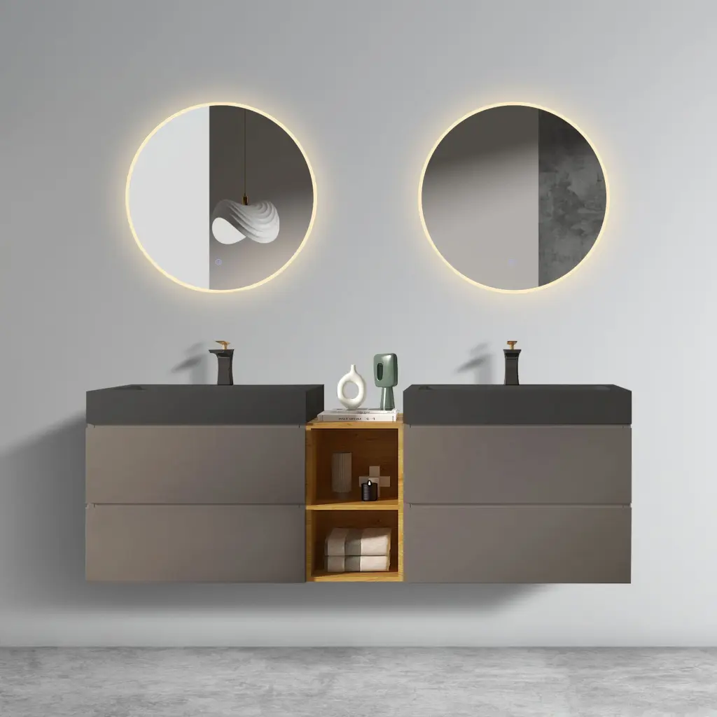 Alice 72 Inch Space Gray Bathroom Vanity Double Sink abay home