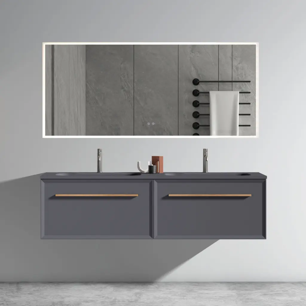 Nevia 60 Inch Bathroom Vanity - Limited Edition Gray Sink Cabinet abay home