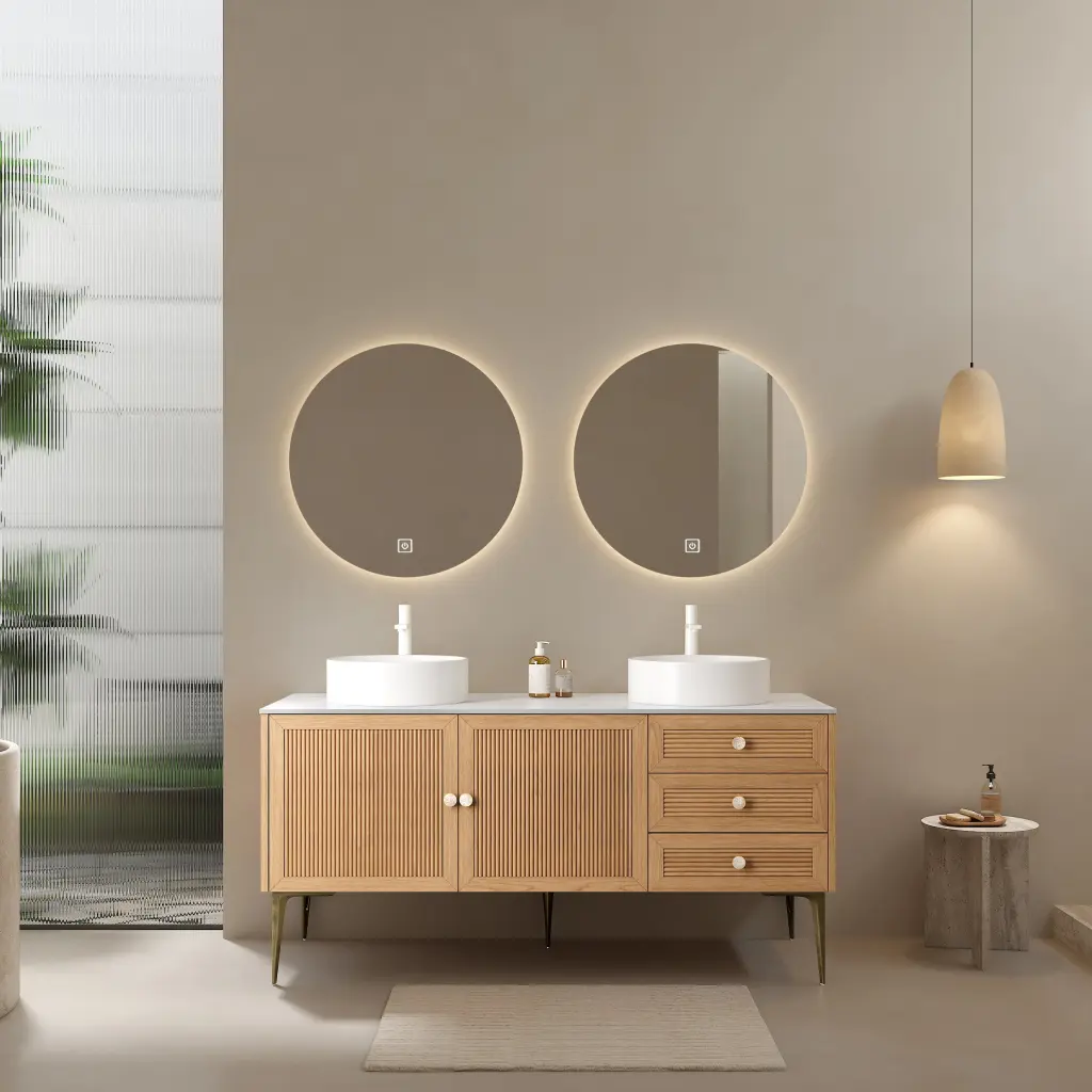 Munin 60 Inch Bathroom Vanity 2 Sinks Freestanding Plywood Storage Cabinet anicco lab