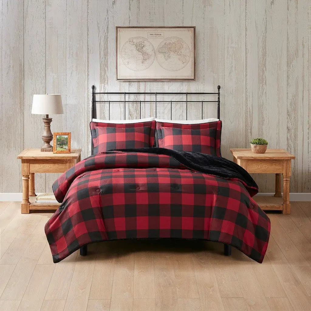 Faux Wool to Faux Fur Down Alternative Comforter Set Twin Multicolor jla
