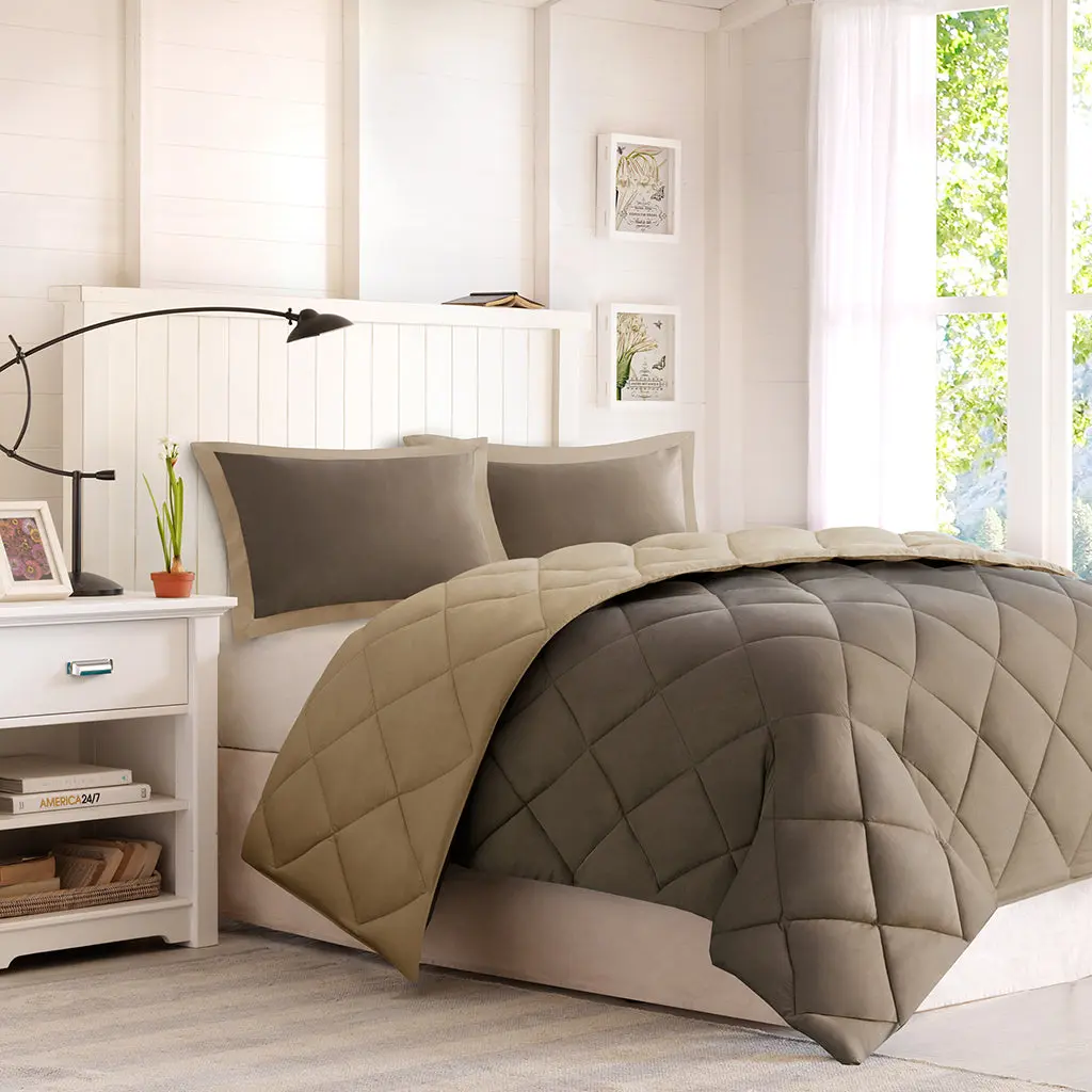 3M Scotchgard Gemstone Quilting Reversible Down Alternative Comforter Set All Season jla