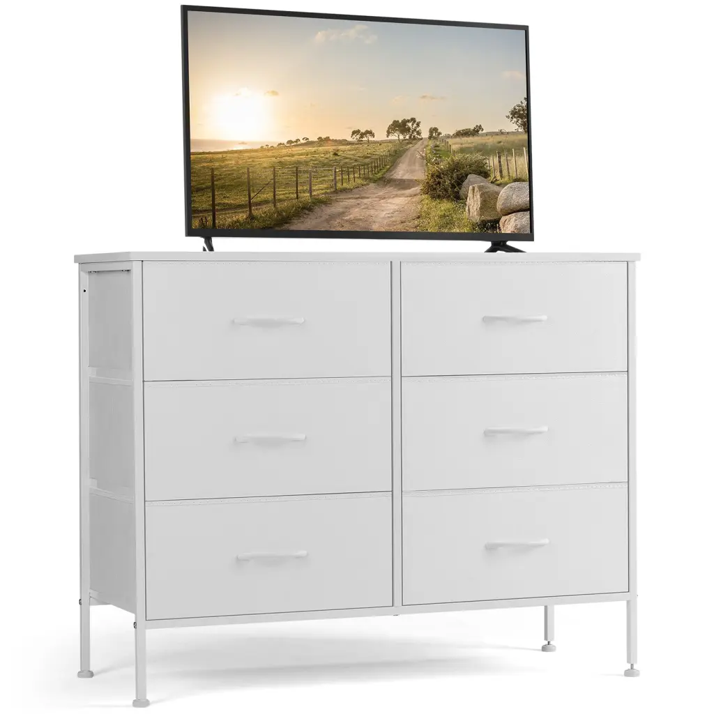 Sweetcrispy Gown Bedroom 6 Drawers Wide Storage Units Chest Drawers w2201