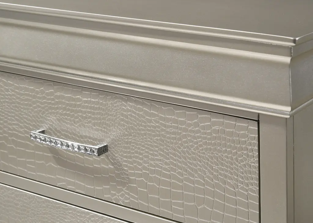 Amalia Chest Gold Silver White Glam Wood Storage Cabinet crown mark inc
