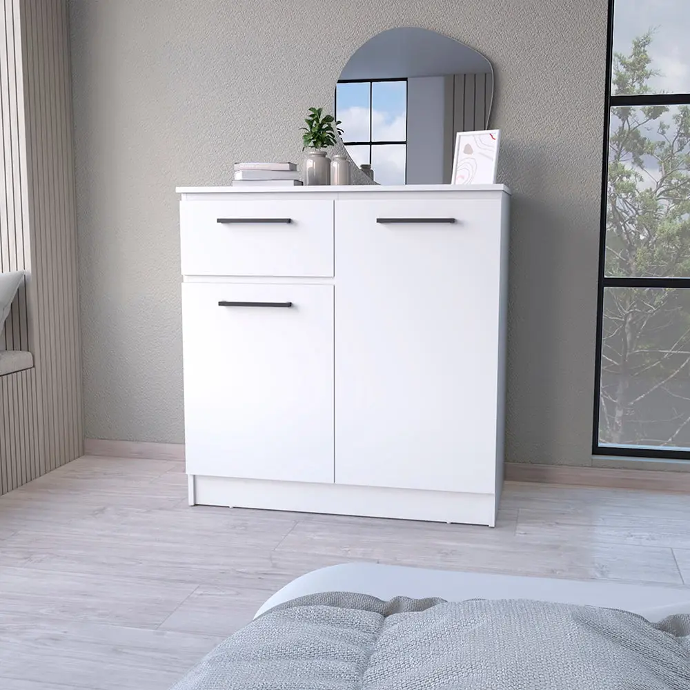 Loonam 2 Door 1 Drawer Dresser White White Mdf furniture max