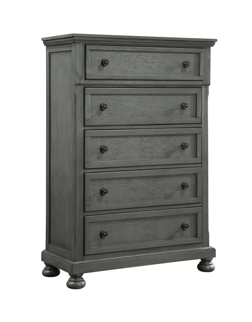 Jackson Modern Style 5 Drawer Chest Wood Rustic Gray Finish Storage Furniture galaxy home furnishings