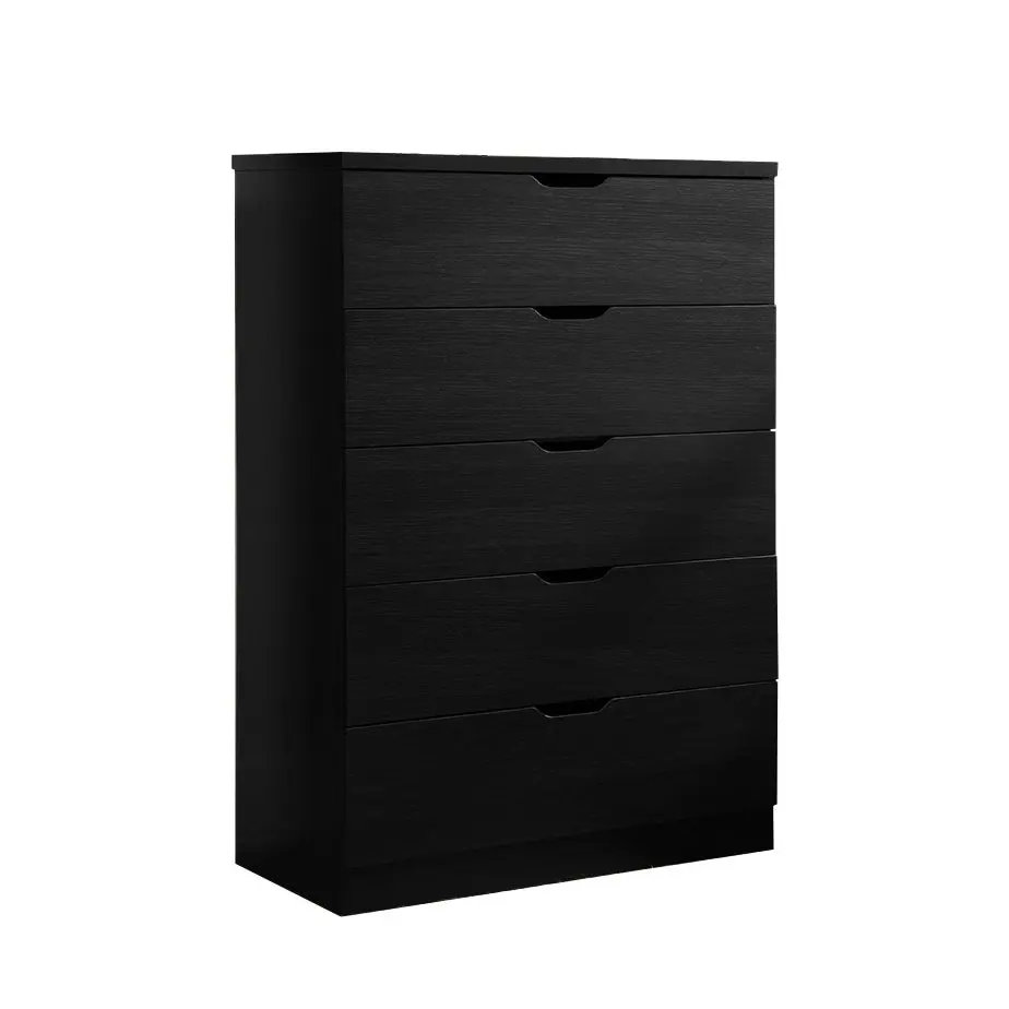 Practical 5 Drawer Chest Black Finish Mdf Bedroom Storage Furniture id usa