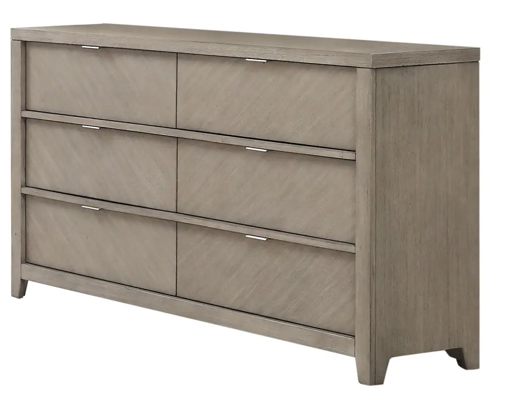 6 Drawer Dresser Light Gray Solid Wood Mdf Storage Unit ihomefurnishings