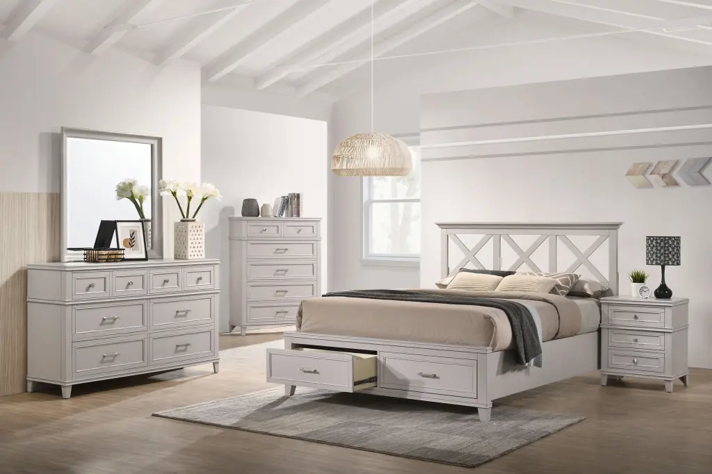 Gray 5 Drawer Chest Solid Timber MDF Bedroom Storage ihomefurnishings