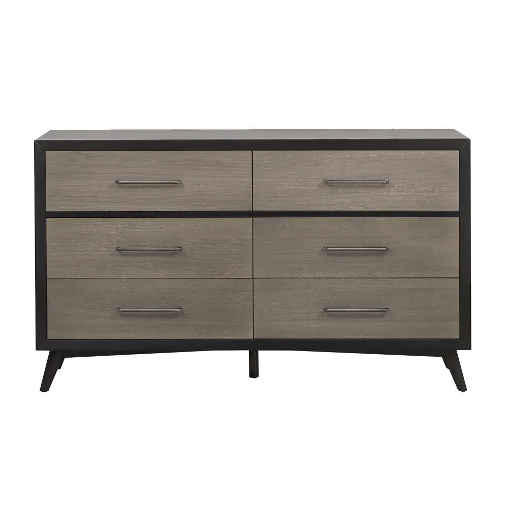 Classic 6 Drawer Storage Dresser Black Gray Finish Bedroom kanepe