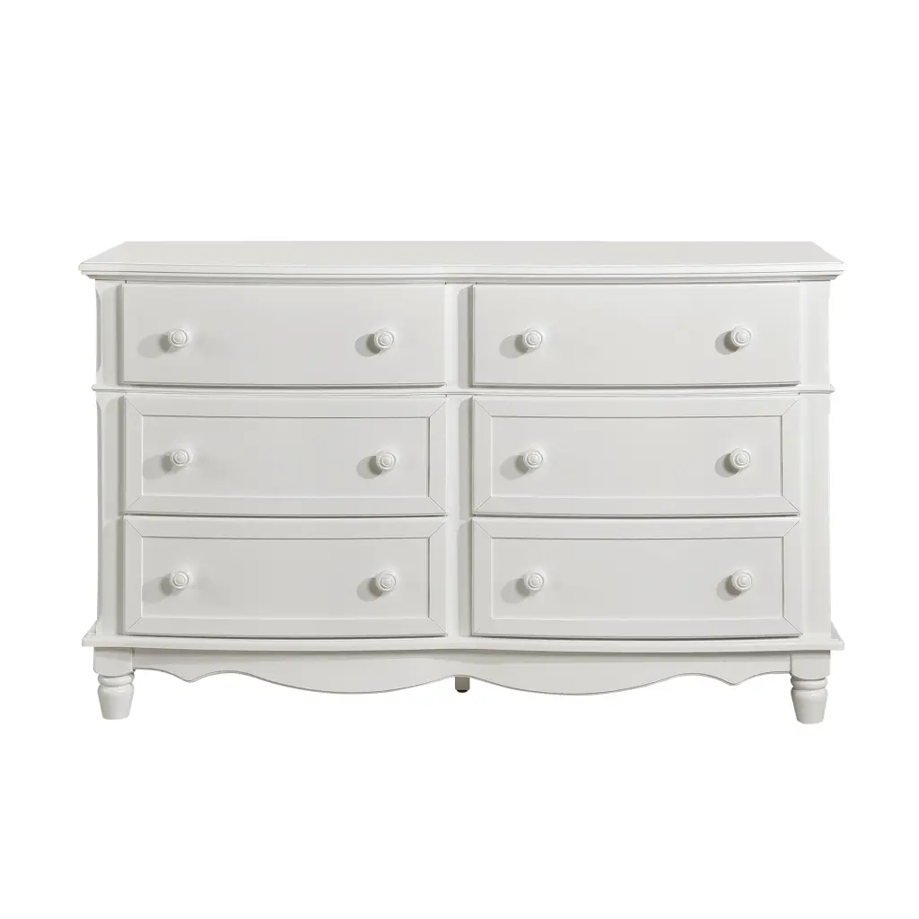 Classic Traditional White Finish 6 Drawers Dresser 1Pc Decorative Accent Bedroom Furniture kanepe