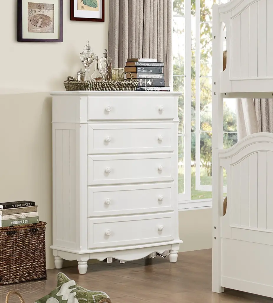 Classic Traditional White Finish 5 Drawers Storage Chest Decorative Furniture kanepe