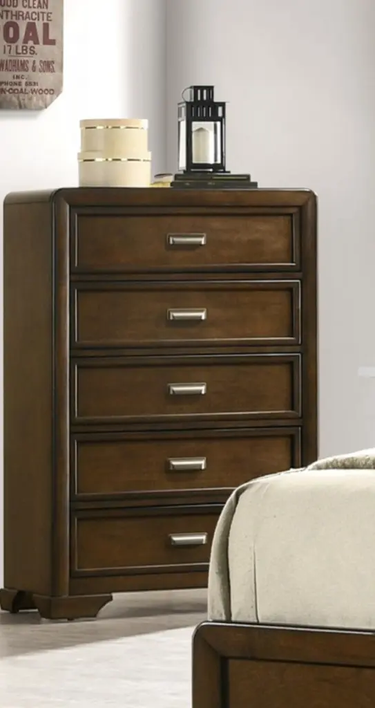 Contemporary Dark Brown 5 Drawer Chest Bedroom Home Decor kanepe
