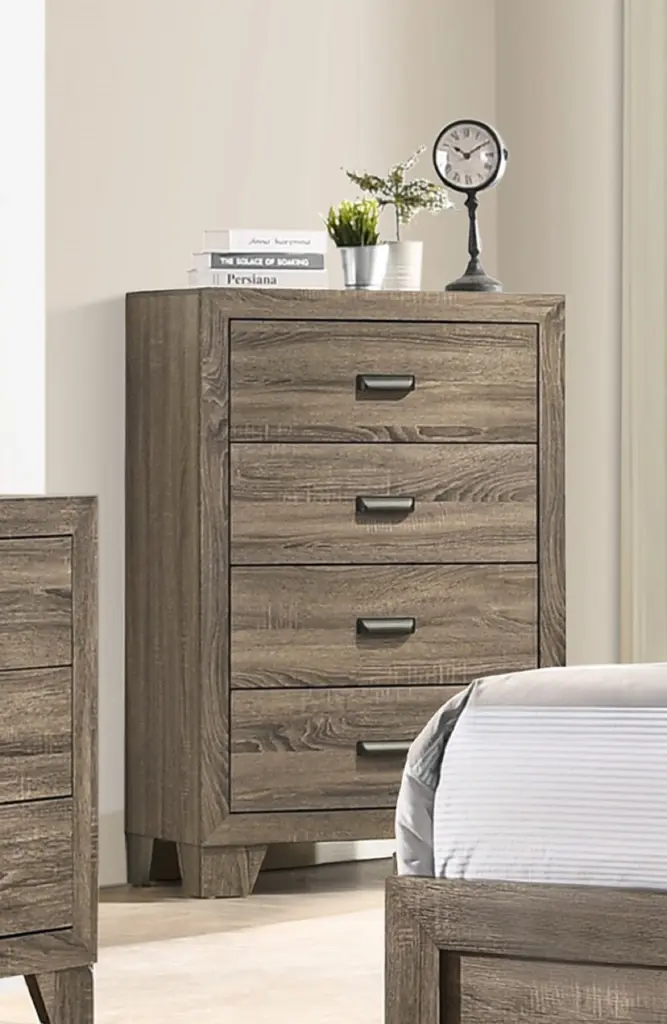 Contemporary 4 Drawer Tall Chest Metal Hardware Rustic Gray Dresser kanepe