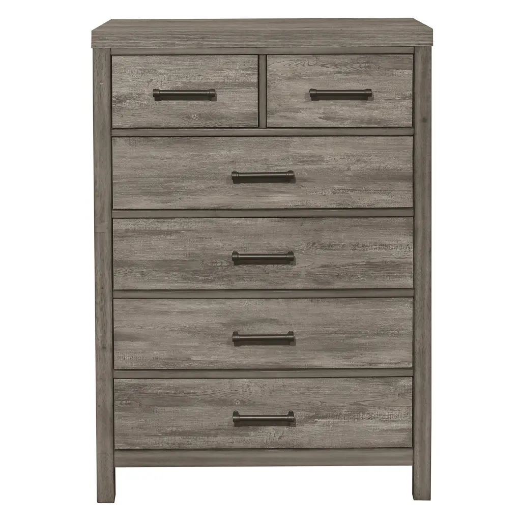 Rustic Style Bedroom Chest 6 Drawers Gray Finish Luxury Melamine Dresser kanepe