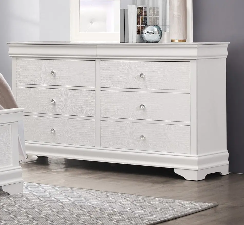 Traditional Design Bedroom Home Decor 1Pc Dresser 6X Drawers Faux Al kanepe