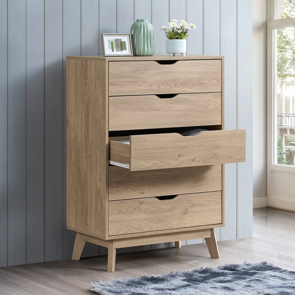 Nordica 5 Drawer Chest Interlock Drawer Feature and Smooth Slide rnb