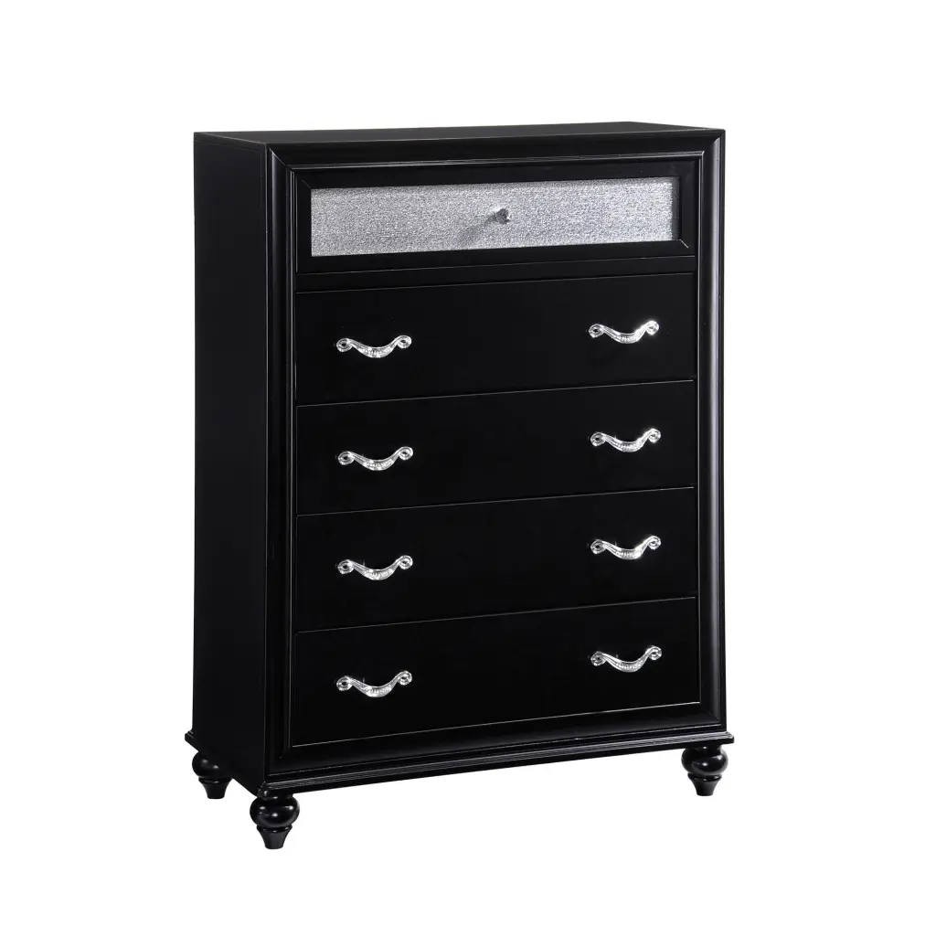 Wooden 5 Drawer Chest Black Black Wood Storage Dresser Bedroom royal hampton