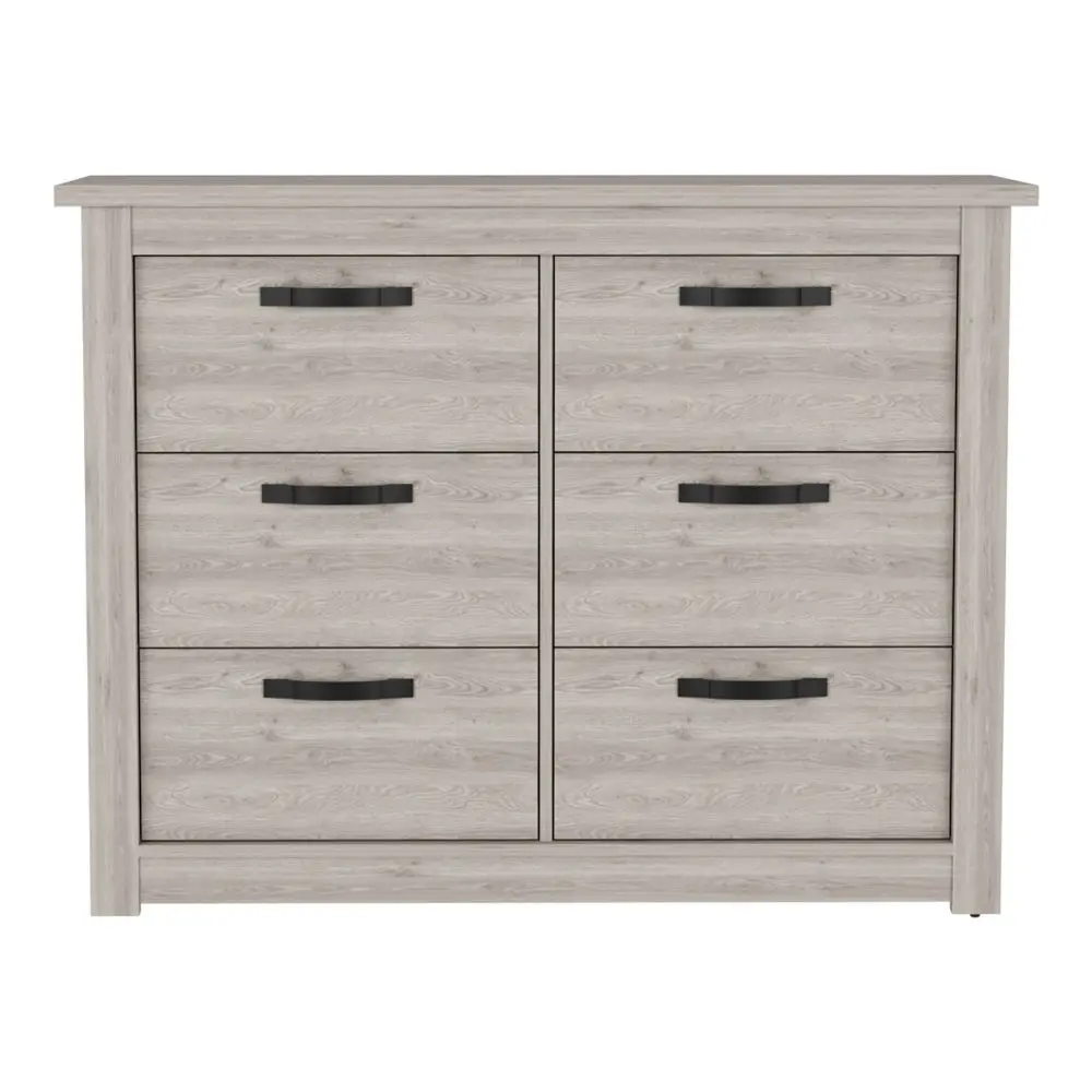 6 Drawer Double Gowner Toret Light Gray Particle Board Bedroom Dresser treevol furniture