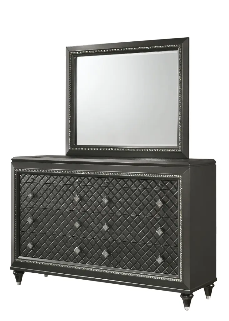 Giovani Dresser Gray Dark Gray Timber Bedroom Storage Furniture crown mark inc