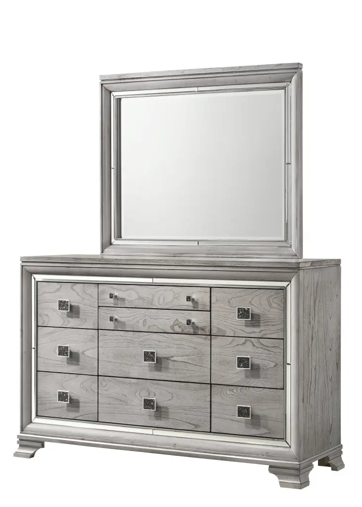 Vail Dresser Gray Timber Finish Bedroom Storage crown mark inc