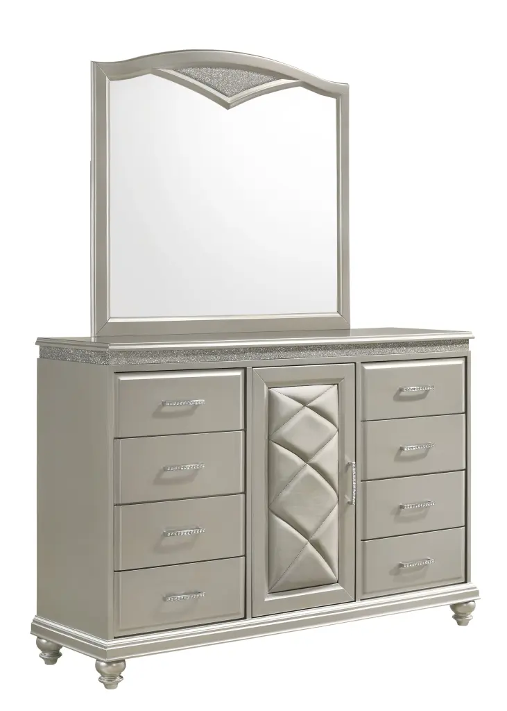 Valiant Dresser Pearl Shiny Metal White Timber Bedroom Dresser crown mark inc
