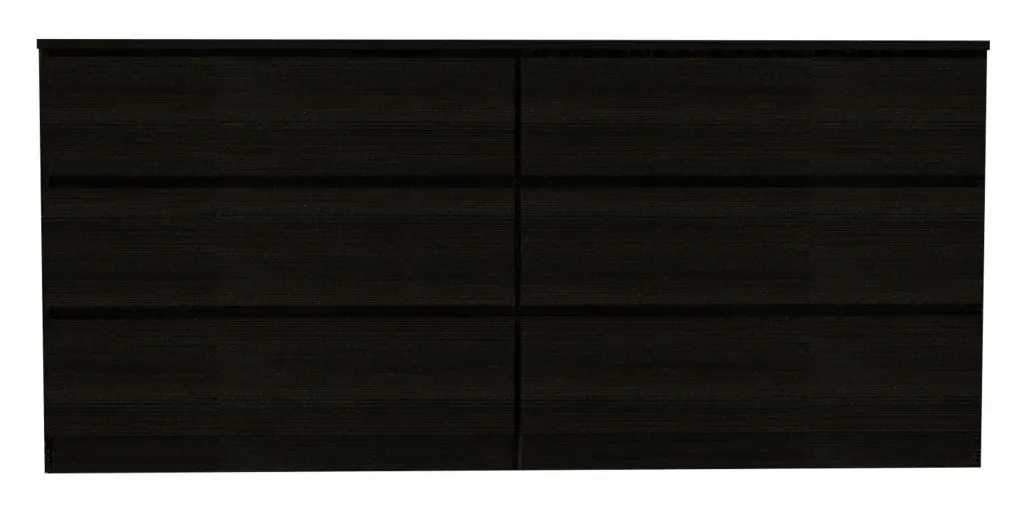 Waterville 6 Drawer Rectangle Dresser Black Wengue Black Particle Board furniture max