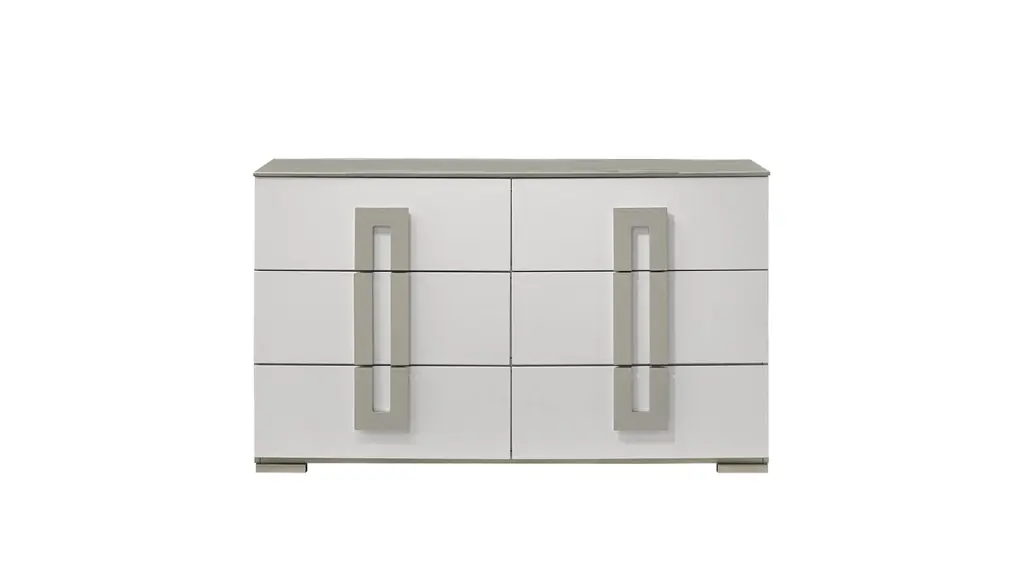 Olivia Contemporary Style 6 Drawer Dresser White Wood galaxy home furnishings
